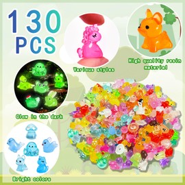 PAPPYN-A 130 Pcs Luminous Mini Resin Animal Tiny Resin Animals Miniature Little Animal Figures Bulk for Micro Fairy Garden Landscape Accessories Dollhouse Decor