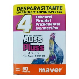 Auss Pluss Aves Ivermectina 50 Tab Desparacitante