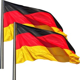 KliKil Germany Flag - Pack of 2 German Flags Made of Nautical Polyester Super Resistant to Wind and Rain 150 x 90 cm Premium Version 2024 for Balcony, Outdoor and Garden German Flag