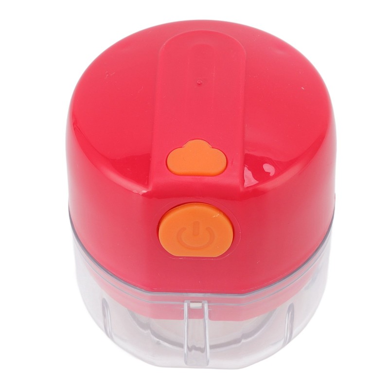 Garlic Chopper USB Charging Portable Red Double Blade 360 Degrees