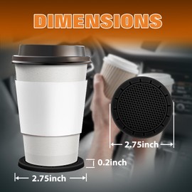 Milifox 4 Pack Car Cup Coaster Universal Non-Slip Silicone Cup Holder Coasters Car Interior Accessories(Black)