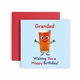 Huxters Birthday Cards for Men - Have a Hoppy Birthday Grandad Birthday Card for him - Funny Fathers Day Card for Grandad Fun Beer Happy Birthday - 14.8cm (Grandad)