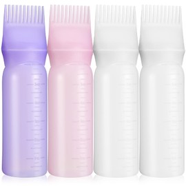 LALAFINA 4 Pcs Hair Oil Bottle Root Comb Hair Dye Bottle with Comb Hair Applicator Bottle Squirt Bottle Comb Applicator Bottle Hair Color Brush Applicator Tools Household Product Silica Gel