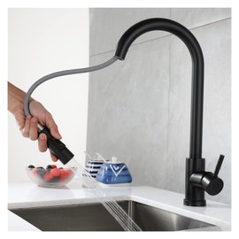 WIMPBLADB Kitchen Faucet Pull Out Brushed Nickle Sensor Stainless Steel Black Smart Induction Mixed Tap Touch Control Sink Tap(Brushed Nickel,No Touch)