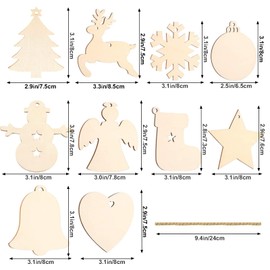100PCS Christmas Wooden Ornaments Wooden Baubles Wood Slices Christmas Hanging Embellishments Christmas Tree Hanging Ornaments for Christmas DIY Crafts Xmas Tree Decoration