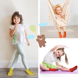 Tphon - Calcetines de algodón para bebés y niñas con agarre antideslizante, paquete de 12 calcetines de algodón para niños de 6 a 7 años, 03# Pink3, 5-7 Años