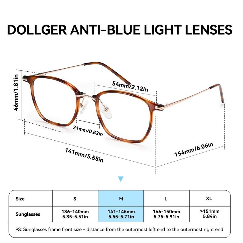 Dollger Blue Light Blocking Brille Frau Mann, Mode kleine quadratische