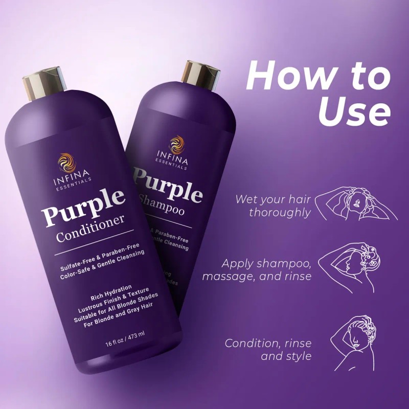 Juego De Champú Y Acondicionador Morado, Sin Sulfatos