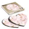 2 x Heart Coasters - Pink & Gold Marble Art