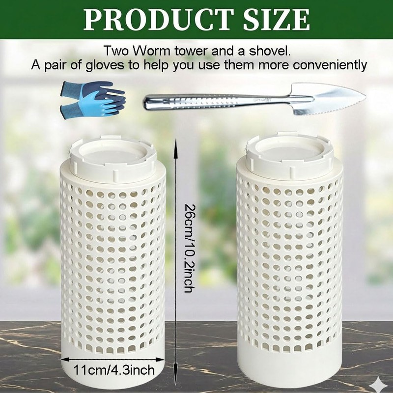 in Ground Composter, Garden Worm Compost Bin, 12X6x6 Inch Space-Saving