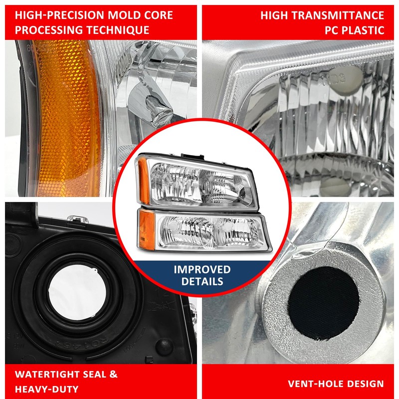 ADCARLIGHTS for 2003 2004 2005 2006 Chevy Silverado Headlight Assembly