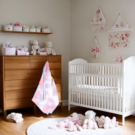 Funky Junque Large Soft Warm Lightweight Baby Throw Blanket for Toddler Bed, Strollers, Naps, Daycare Preschool Baby Throw Blanket - Tie Dye - Pale Pink/Pale Blue