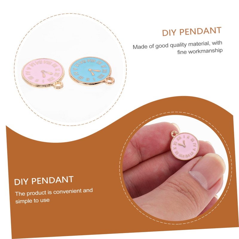 jojofuny 20Pcs Creative Clock Design DIY Jewelry Accessories Cute Pendant