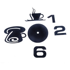 ZSooner Acrylic 3D Wall Clock, Coffee Cup Pattern DIY 3D Stickers Clock Silent Stickers Clock for Home/Office/Restaurant - 43 X 43cm