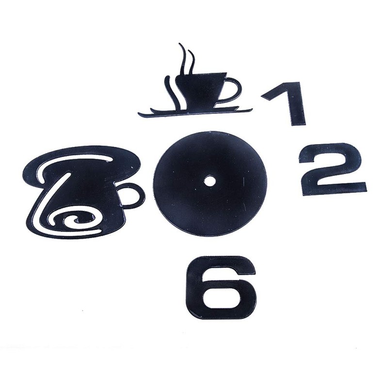 ZSooner Acrylic 3D Wall Clock, Coffee Cup Pattern DIY 3D