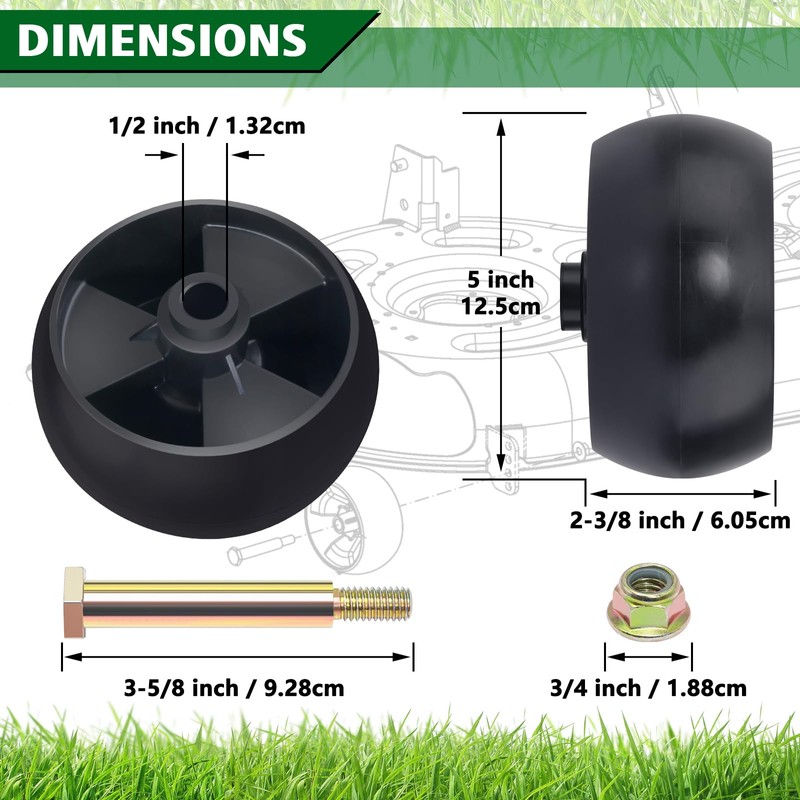 CheeMuii 6 Pack 734-04155 Mower Deck Wheels Kit 5 Inch
