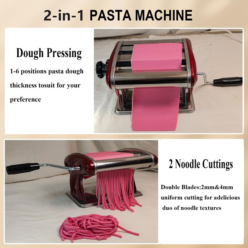 Stainless Steel Manual Noodle Maker with 2mm & 4mm Cutting