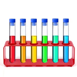 7 Pcs Plastic Test Tubes for Children, Plastic Tubes with Stand Kids Science Equipment Kids Water Play Educational Toy Home Science Kits for Boys and Girls