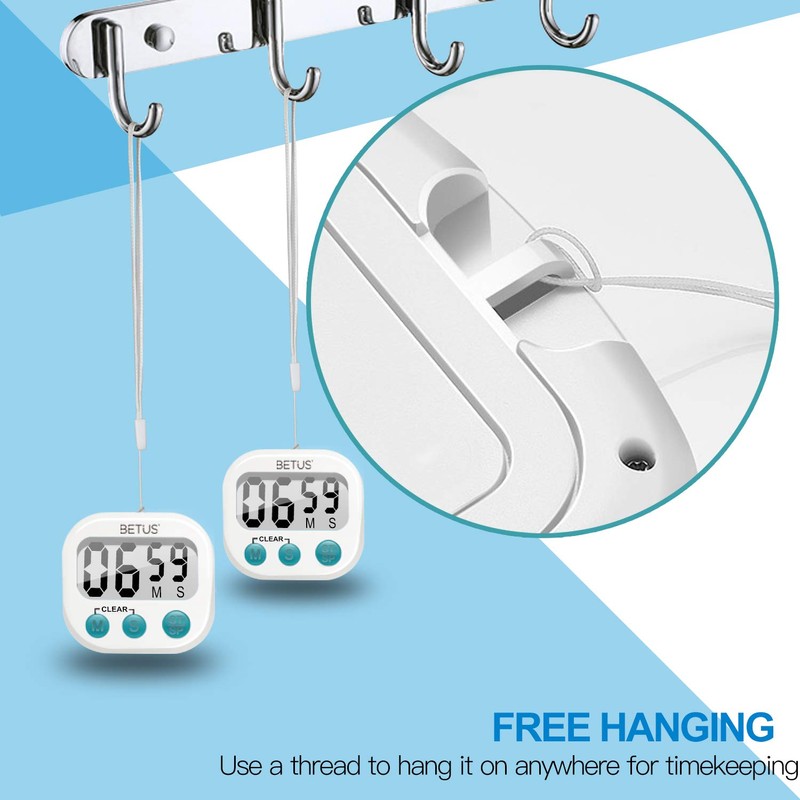 Betus 2 Pack Digital Kitchen Timer - Big Digits, Simple