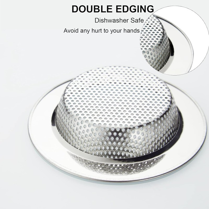 Kitchen Sink Strainer, 11.5 cm Diameter, Stainless Steel with Wide