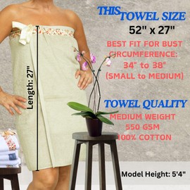 UWRAPT Towel Wrap for Women All-in-One Secure Tie Closure – 100% Cotton Shower Wrap, No Hooks, Snaps, or Elastic, Bath, Sauna, Spa, Pool, Travel