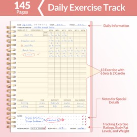 Fitness Journal Workout Planner, A5(6.4" x 8.3") Workout Journal & Log Book for Men & Women, Undated Fitness Workout Planner for Gym Essentials & Home Workouts, Track Progress & Achieve Goals, Pink