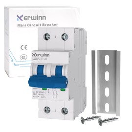 KERWINN Miniature Circuit Breaker 1000V dc Circuit Breaker 2 Pole 63Amp Smart Circuit Breaker,DC Disconnect Switch DIN Rail Mount for Marine Power Systems, Solar photovoltaic Systems (C63A)