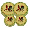 SET OF 4, ROUND STOVE TOP BURNER COVERS. (ROOSTER)