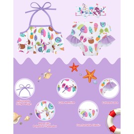 ALVABABY 6-12M Toddler Girls Two Pieces Swimsuit,Reusable Toddler Swimsuit Bikini,Infant Bathing Sleeveless Tankini Swimwear ST-J05-6-12M