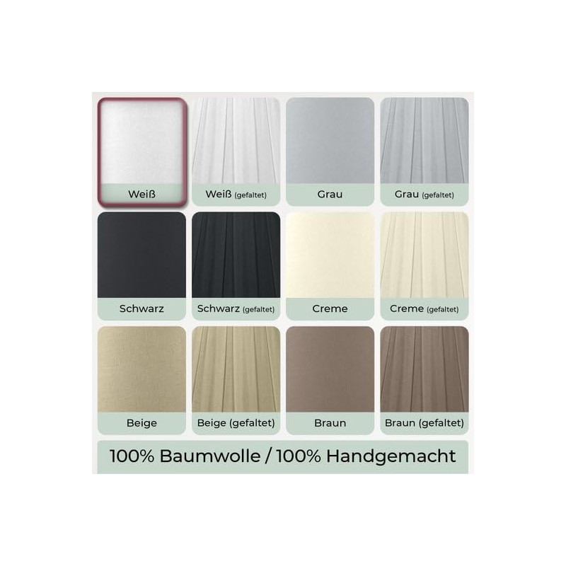 Wogati® Premium Lampshade, E14/E27, Cotton, Various Sizes and Colours, Colour: