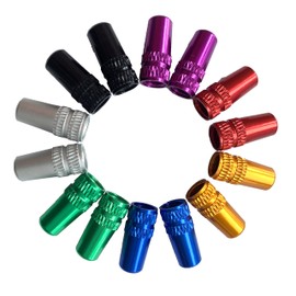 ShipeeKin 14 Piece Set Multicoloured French Valve Caps and 2 Adapters, Bicycle Dust Caps, Presta Valve Caps Made of Aluminium Alloy (Red, Gold, Blue, Green, Black, Silver)