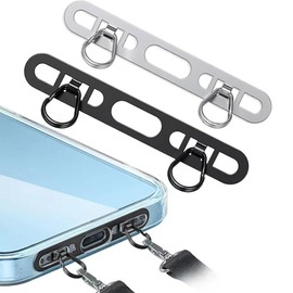 WFGKPXC Strap Holder, Smartphone Strap Holder, 2 Ports, Double Ring, Ultra Thin 0.02 inches (0.4 mm), Metal Stainless Steel, No Charging Interference, Durable, Fall Prevention, Compatible with iPhones