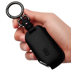 Tukellen for Kia Key Fob Cover Leather,with Keychain compatible with Cerato Ceed Forte NIRO Sorento Seltos Sportage Soul Telluride,Remote Key-Black