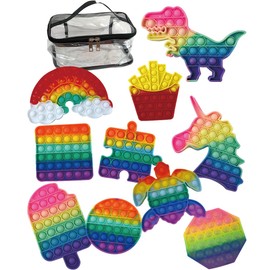 Pushpop Variety Pack of 10 Squishies Push Pop Bubble Fluffy Honey Jumbo Big Squishies (Boys Set)