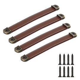 SYDARSYN Pack of 4 Leather Handles, Furniture Handles, Antique Cupboard Handle, Door Handle, Handmade Leather Drawer Handle, Chest of Drawers, Cabinet Knobs, Furniture Kitchen Pulls Knobs, 96 mm