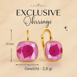 Earrings 925 Silver Austrian Zirconia - 24 Carat Gold-Plated Jewellery for Women and Girls - Drop Earrings Ideal for Gifts for Women, Sterling Silver, Cubic Zirconia