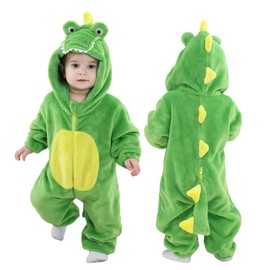 TONWHAR Kids' And Toddlers' Infant Tiger Dinosaur Animal Fancy Dress Costume Outfit Hooded Romper Jumpsuit (3-6 Months/Height:24"-26", Crocodile)