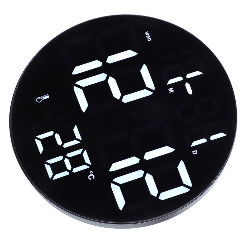 Round Digital Wall Clock 12 24Hr USB Powered Silent Modern
