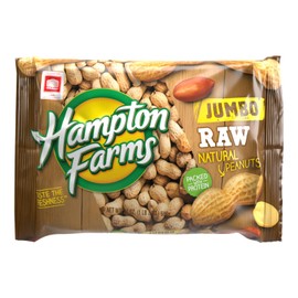 Hampton Farms - Jumbo Raw Natural In-Shell Peanuts - Great for Boiling - 24 oz. Bag