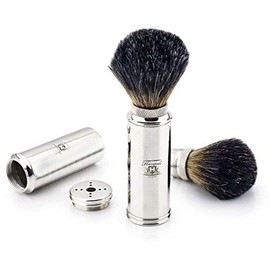 Jag Shaving Brush Badger Hair Travel Shaving Brush in Nickel Plated Handle