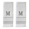 SKL Home Casual Monogram Hand Towel Set, M, 16x26, White