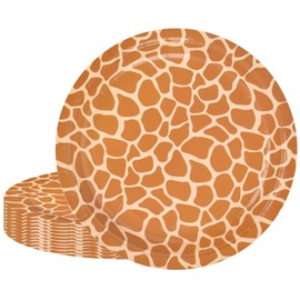 16 Pieces 7 Inch Safari Giraffe Animal Print Dessert Paper Plates Disposable Plates Zoo Animal Print Party Paper Plates Giraffe Texture Theme Paper Plates for Baby Shower Giraffe Theme Birthday Party