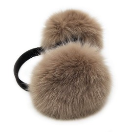 Hima 100% Real Fox Fur Earmuffs (Camel) Made in New York