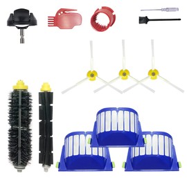 Rumba - Piezas de repuesto para iRobot Roomba 610 620 650 675 677 692 671 694 691 Series Kit de accesorios para aspiradora - Incluye 3 cepillos laterales, 3 filtros, 1 rueda giratoria delantera, cepillo de cerdas y 3 herramientas de limpieza