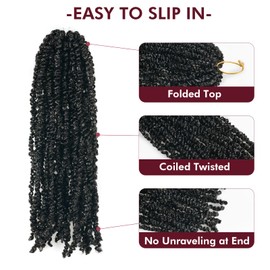 GIX Micro Kinky Twist Crochet Hair - 10 Inch 8 Packs Natural Black Mini Spring Passion Twist Crochet Braids For Black Women Synthetic Braiding Hair Extensions (10 Inch, 1B-8P)