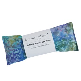 Organic Lavender Flaxseed Eye Pillow with Chamomile & Rose Petals - Yoga, Meditation, Small Microwavable Heat Therapy Pack - Pastel Batik Undersea