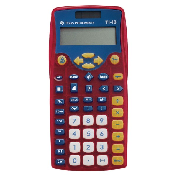 Texas Instruments TI-10 Elementary Calculator - Plastic Key, Impact Resistant