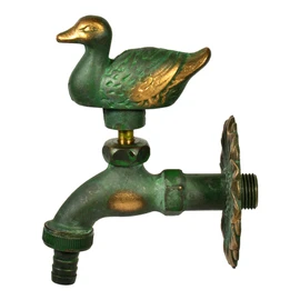 VARIOSAN Nostalgia Outlet Valve "Duck" 11213, 1/2 Inch, Patinated Brass, Long Wall Clearance, Solid Wall Rosette