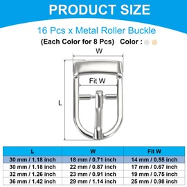 PATIKIL Single Prong Belt Buckle 0.6", 16 Pcs Metal Roller Buckle Oval Center Bar Buckles for Belt Purse Making Leather Hardware, Silver/Light Gold
