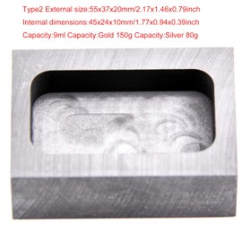 Marvedi 黒鉛インゴット型、高純度精錬黒鉛、金銀アルミニウム銅黄銅亜鉛と合金金属の鋳型 (55x37x20mmGold 150g)